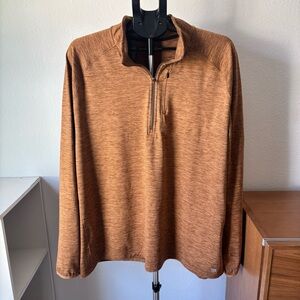 Mens VRST Men’s XXL Quarter-Zip Pullover Brown Heather Performance Long Sleeve